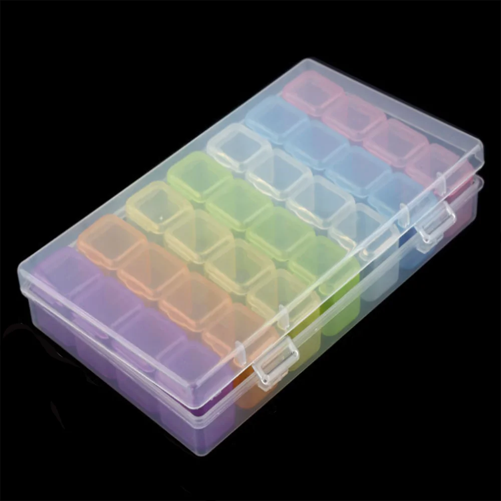 28 слотов Прозрачный Многоцветный Пластиковый пустой ящик для хранения