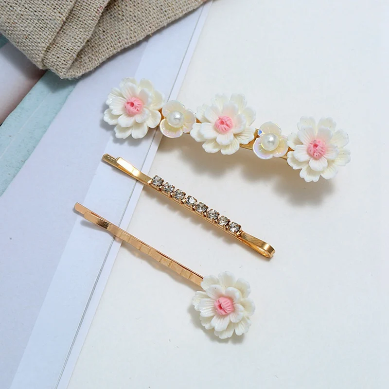 3 шт./компл. заколка для волос с цветком/заколка/палочка женщин со стразами