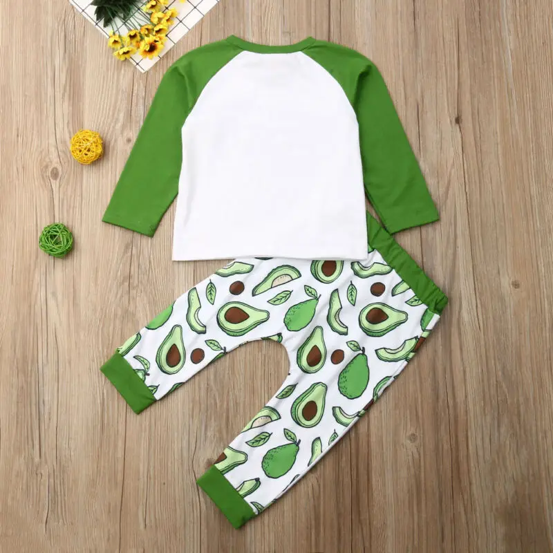 Коллекция 2019 года весенне-осенняя одежда для малышей зеленая с принтом авокадо