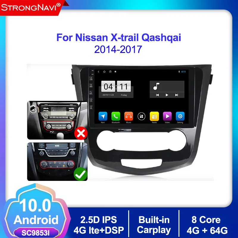 4 + 64G Автомобильный мультимедийный Android 10 0 автомобильный dvd для Nissan X Trail Qashqai j11 j10
