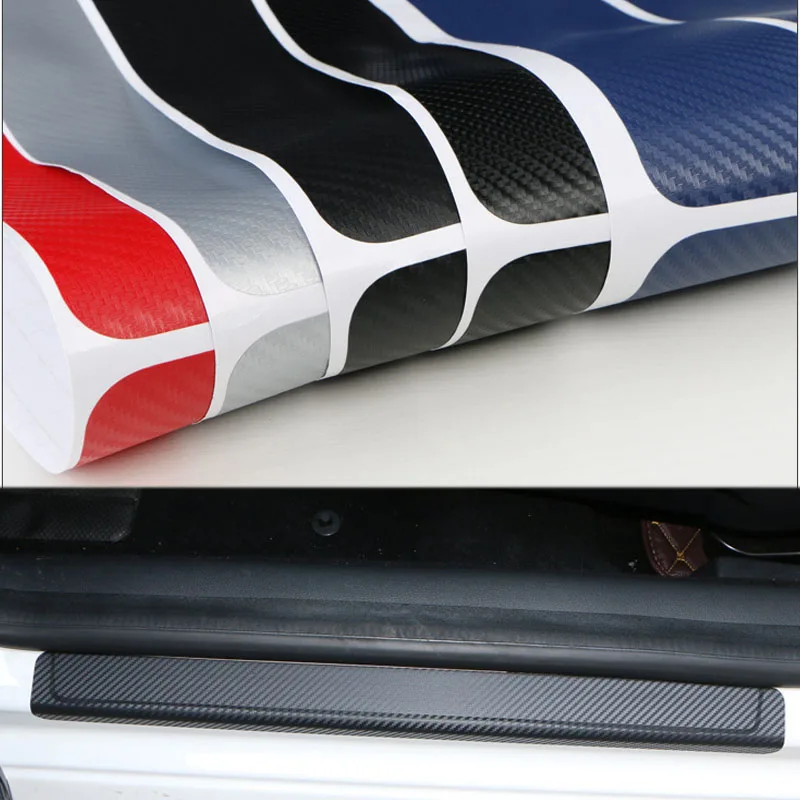 Car Carbon Fiber Threshold Stickers Door Kick Protection Sticker protective Strip For Hyundai Tucson 2018 2019 2020 2014-2020 | Автомобили