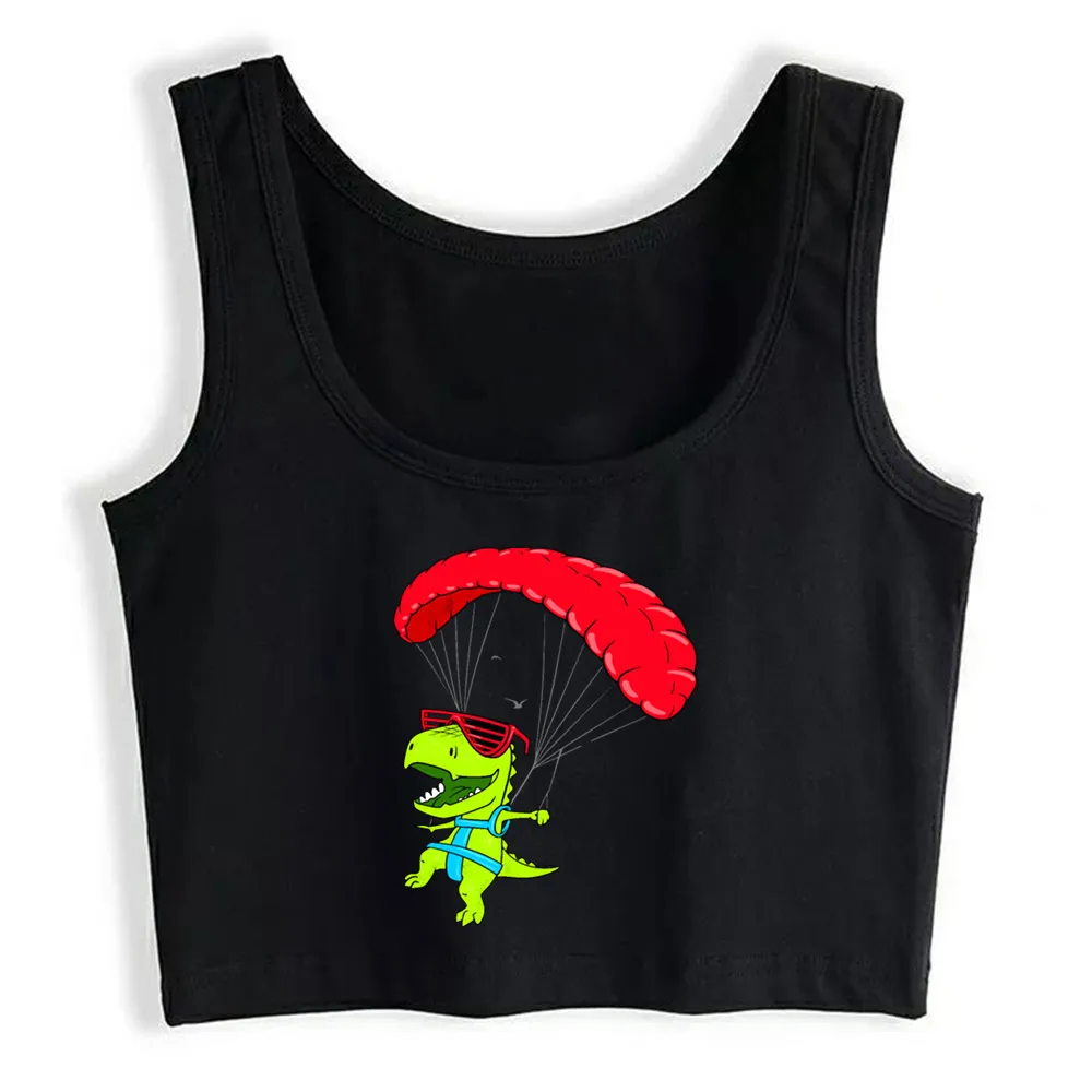 

Crop Top Women Funny Paragliding Dinosaur Paraglider Harajuku Tank Top Women Custom Women Clothes