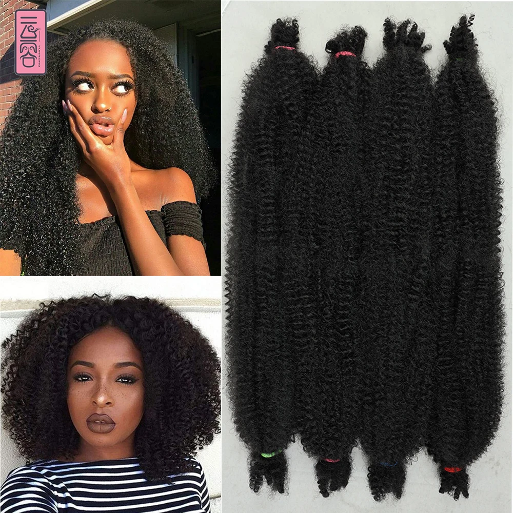YunRong-extensiones de pelo Afro rizado Marely para mujeres africanas, cabello trenzado de ganchillo, Primavera, rizado, a granel