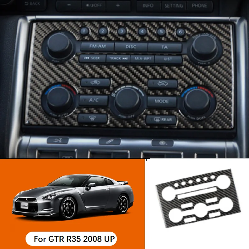 

Fit For nissan GTR R35 Carbon Fiber Air Conditioning CD Panel Decorative Cover Trim Interior Accessories Car Styling 3D Stickers