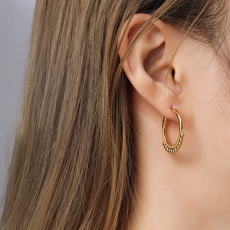 Ювелирные изделия из нержавеющей стали TOSOKO маленькие простые серьги-кольца со