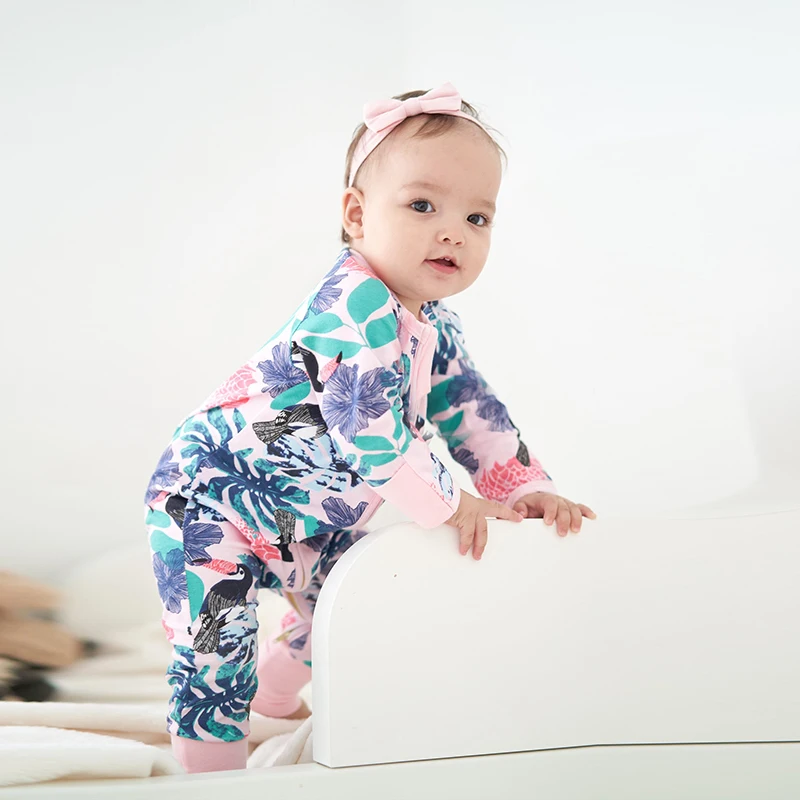 

Fashion Floral Baby Girl Clothes Soft Fleece Kids Stay At Home Romper Pajamas Newborn Infant Girl Boys Clothes Baby Clothing