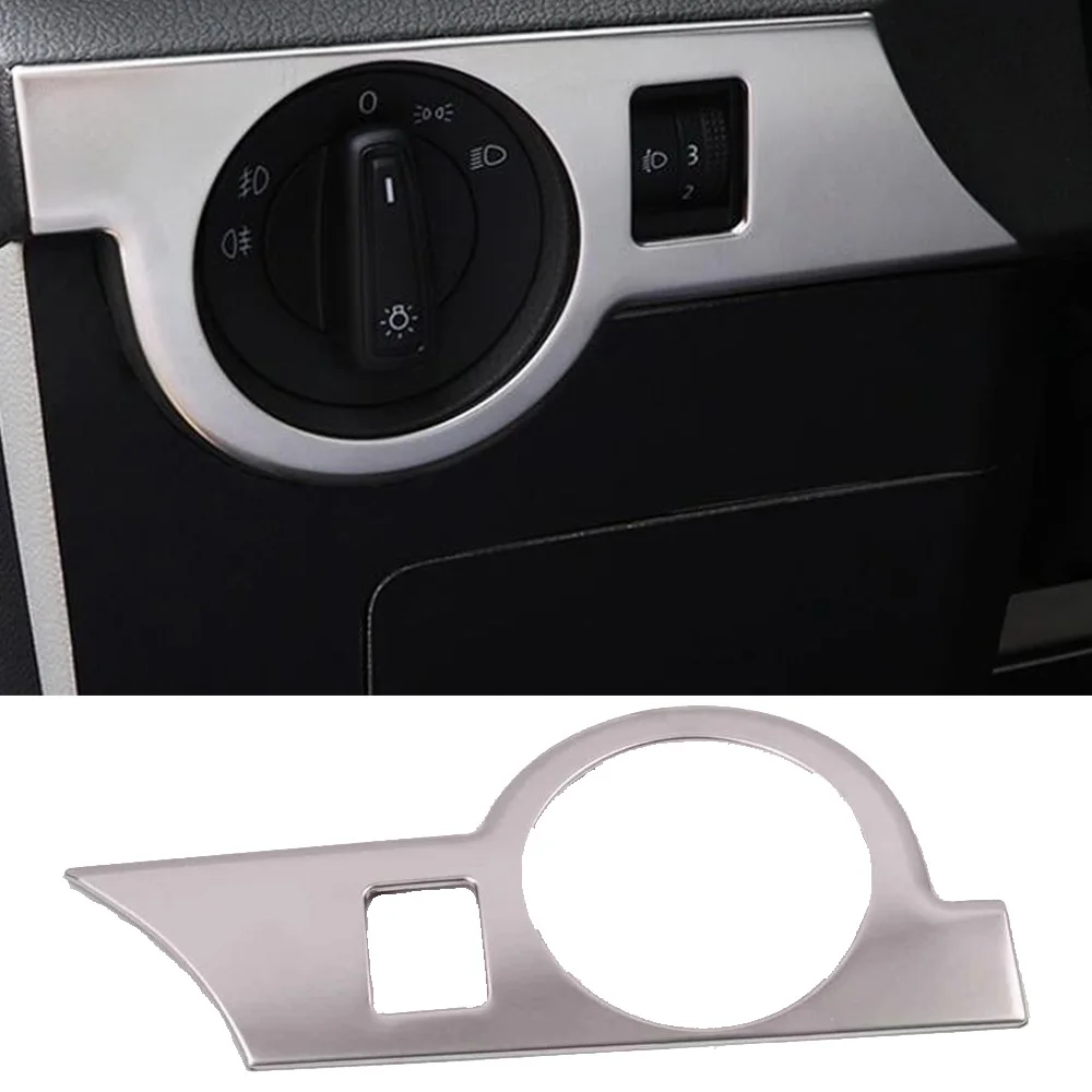 

For Volkswagen VW T-cross Tcross 2019 2020 2021 2022 2023 Sticker Stainless Steel Front Head Fog Light Switch Button Frame Lamp