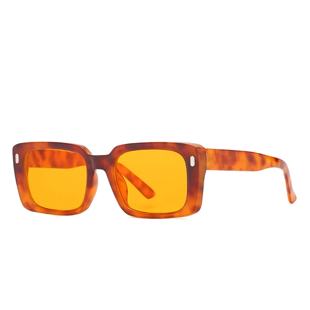 

MAYTEN Retro Rectangle Sunglasses Women Fashion Rivets Jelly Color Eyewear Men Square Leopard Yellow Sun Glasses Shades UV400