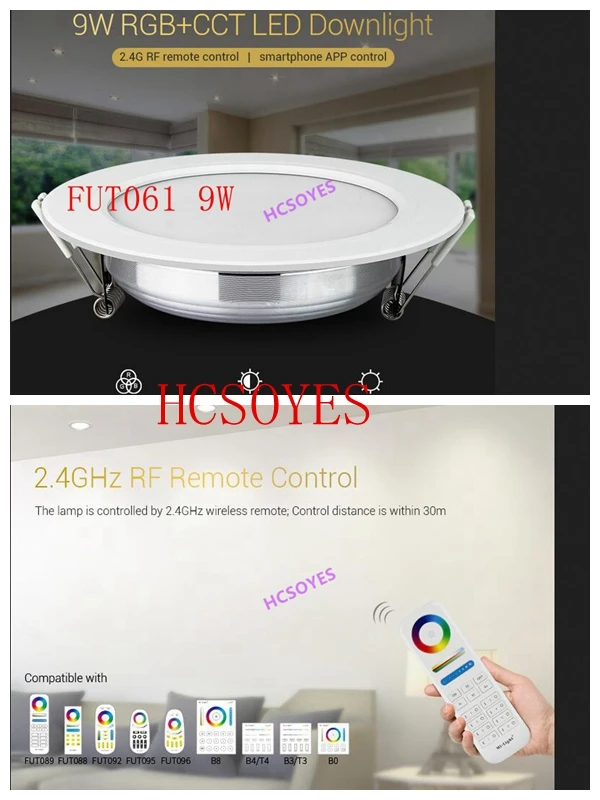 Milight FUT061 9 Вт RGB+ CCT светодиодный светильник водостойкий Потолок Прожектор смартфон приложение управление AC100~ 240 В 2,4 г RF дистанционное управление