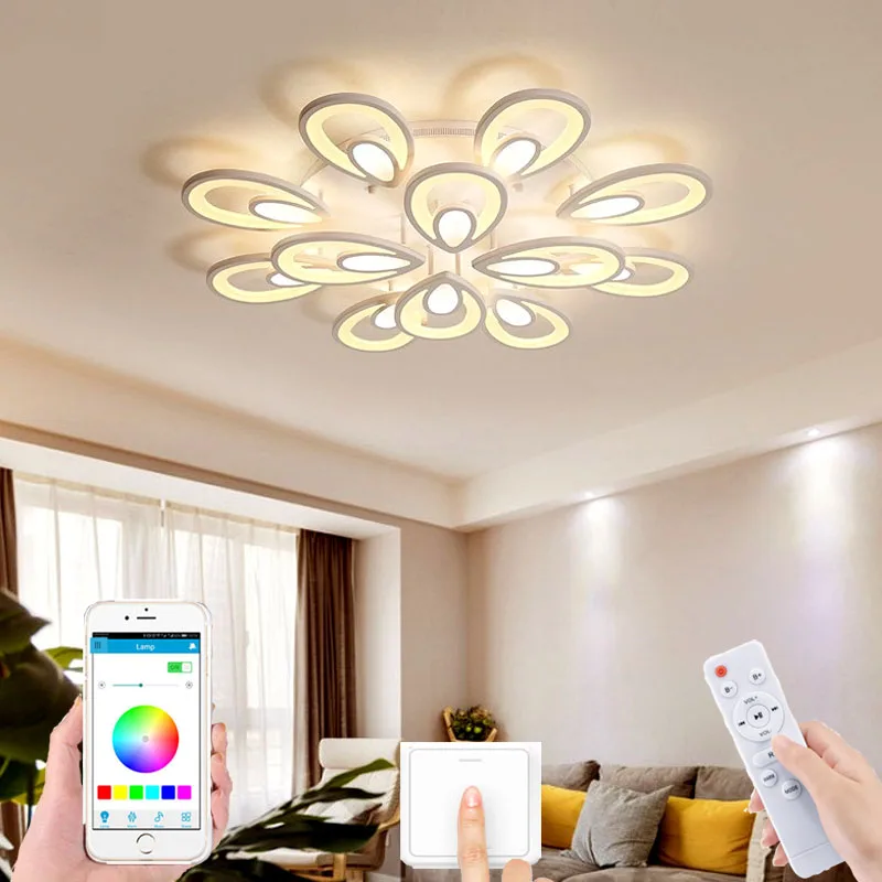 2021new Modern Living Room Ceiling Lamp APP RC Dimming Lamp Bedroom LED Chandelier Hotel Lighting Ceiling Lights LED Bulbs 220V