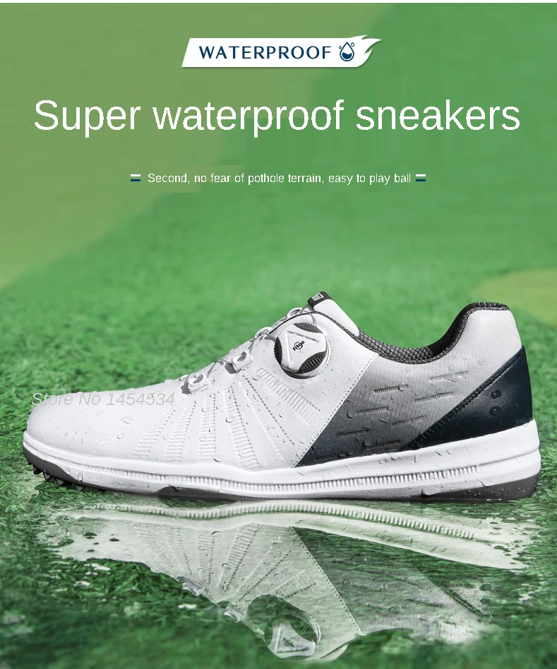 MicrofiberLeather PGM Men Sneakers Sports Golf Movable Nail Shoes Waterproof Non-slip Breathable Rotation Knobs Buckle Shoelaces