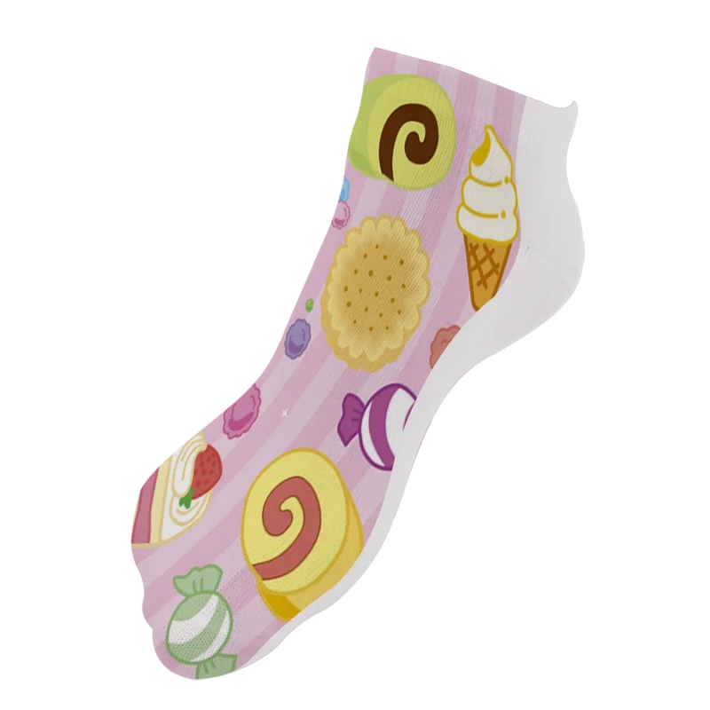Женские короткие носки с принтом мороженого розового цвета|Носки| |