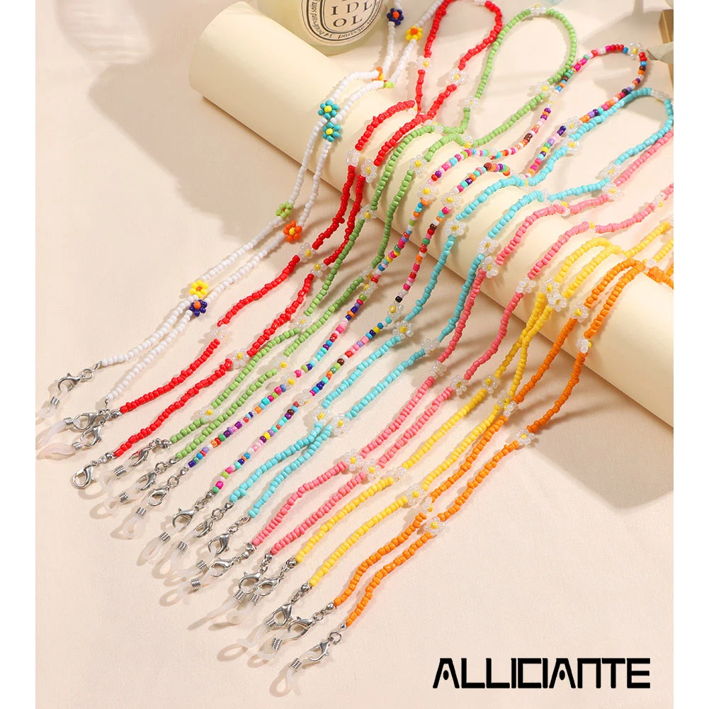 

Boho Candy Daisy Beaded Reading Glasses Chain For Women Sunglasses Mask Rope Acrylic Bead Cord Holder Eyeglasses Lanyard Jewelry