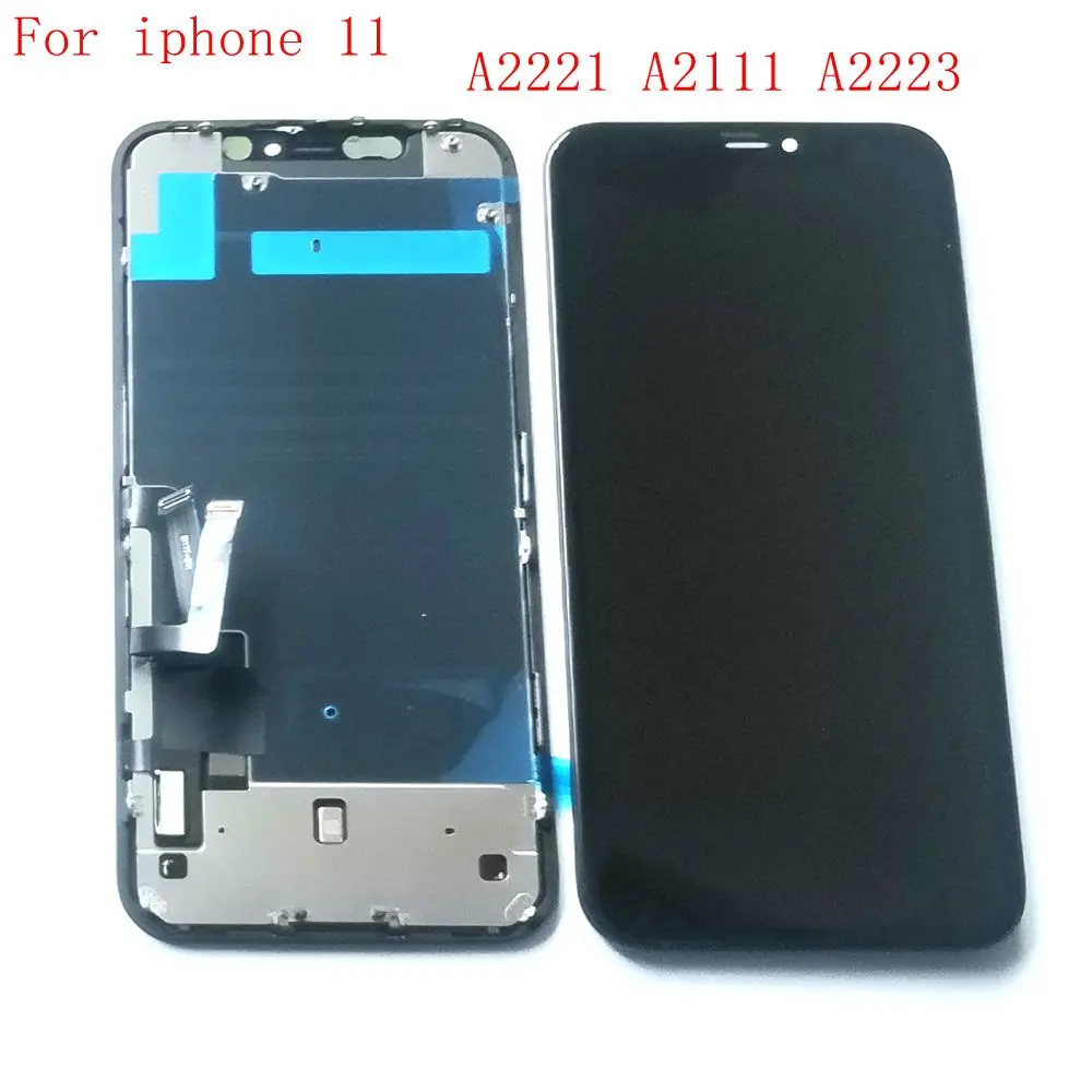 Для Iphone 11 ЖК экран дигитайзер Сенсорное стекло с металлическим полным набором A2221