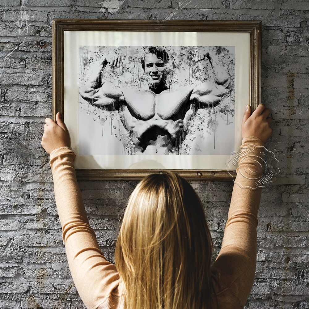 

Arnold Schwarzenegger Black White Poster, Handsome Muscle Man Art Prints, Minimalism Governor Of California Sketch Home Decor