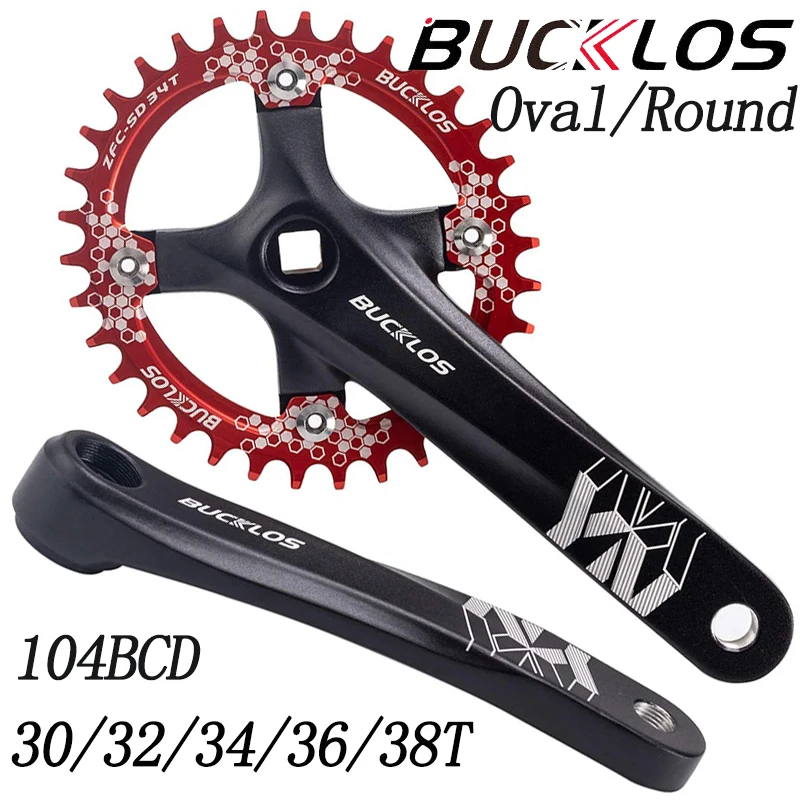 

BUCKLOS Bicycle 104BCD Crankset Round Oval MTB Crank Set 32/34/36/38/40/42T Aluminum Alloy 170 Crank Mountain Bike Part