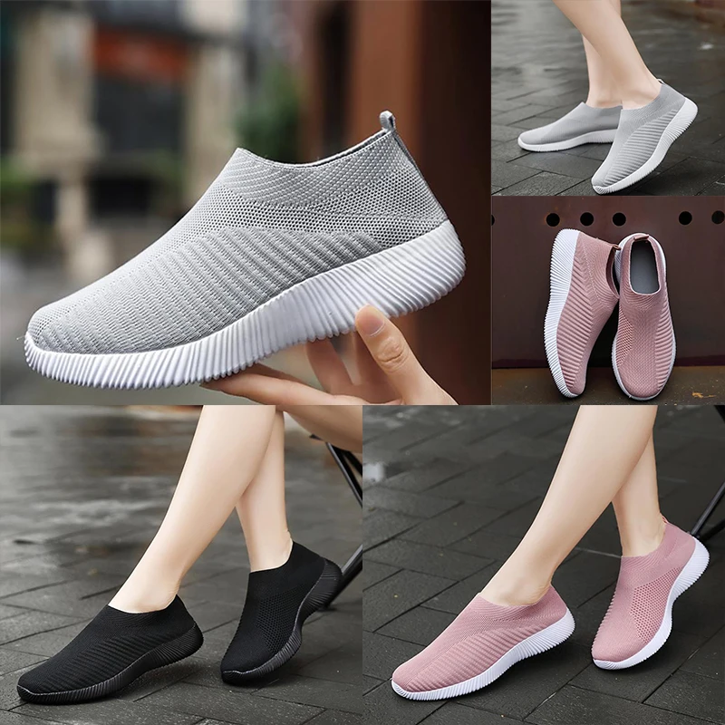 

New high quality wholesale moms shoes flying socks womens shoes cross border leisure soled sports shoes elderly shoes 45