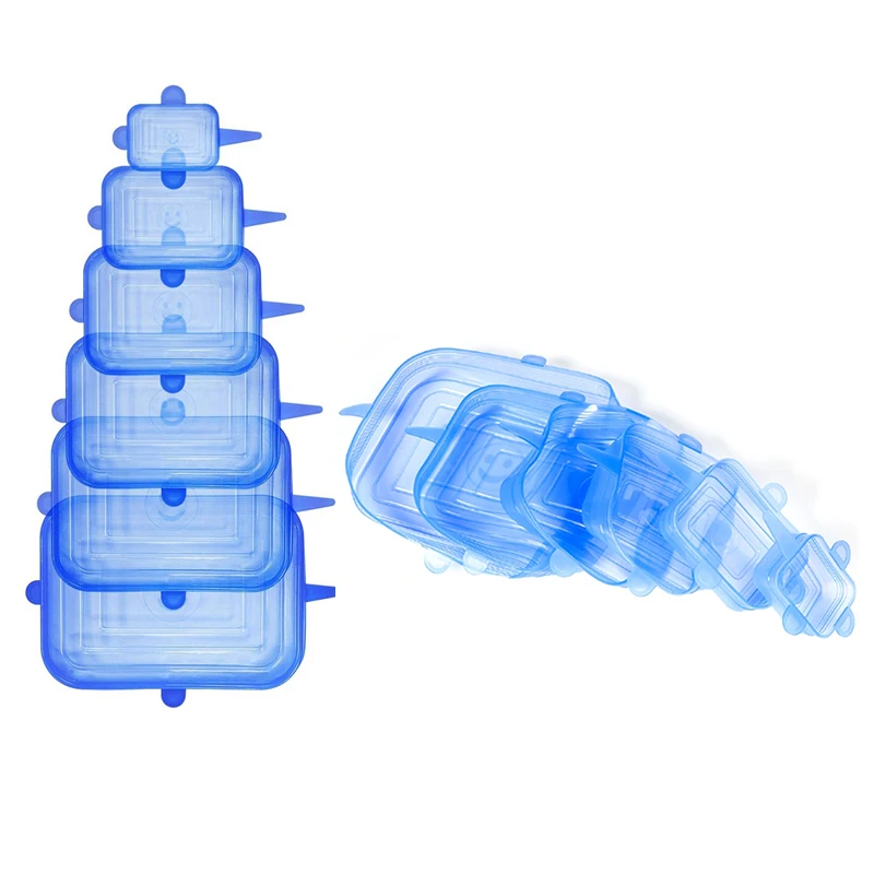 

12 многоразовые силиконовые крышки для пищевых продуктов, выдвижной и регулируемый крышки чаши, универсальный Кухня сохраняющий свежесть с...