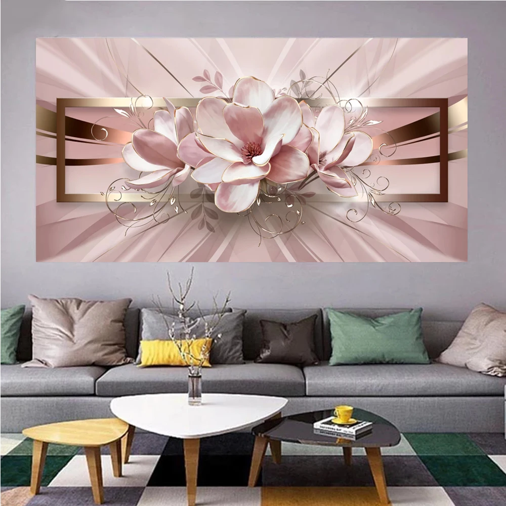 

large 5d Diy Diamond Painting Orchid Pink flower diamond painting cross stitch mosaic embroidery diamond round square A2226