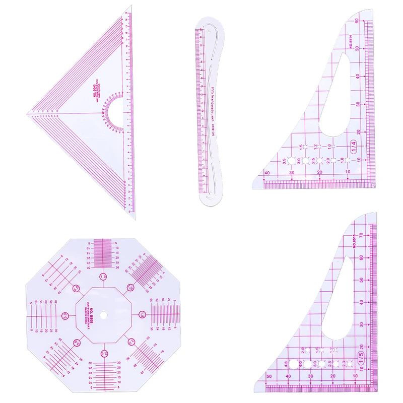 

LMDZ 5Pcs/Set Sewing Ruler Tailor Measuring Kit Sewing Drawing Ruler Yardstick Sleeve Arm French Curve Set Cutting Ruler Tools