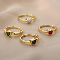 minimalist stainless steel heart rings for women men open adjustable wedding ring love finger rings aesthetic jewlery gift