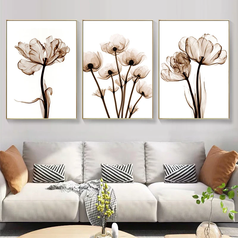 

Modern Poetry Transparent Flower Canvas Painting Poster Art Print Picture Home Wall Decoration Simple Wall Decor