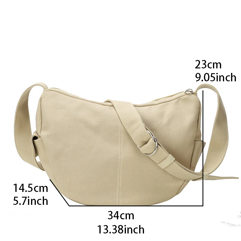 

Vintage Solid Large Capacity Shoulder Bag Female Shopping Canvas Tote Fashion Casual Crossbody Bags Student Designer Book Bag