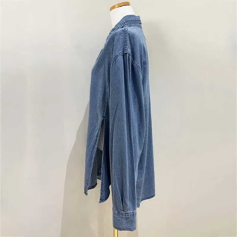 

Genayooa Streetwear Denim Thin Womens Tops And Blouses Korean Fashion Clothing 2020 Shirt Ladies Tops Feminina Loose Vintage