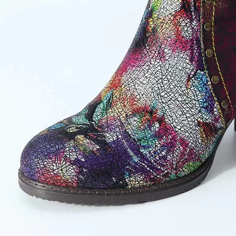 Женские ботильоны из натуральной кожи SOCOFY Зимние с бахромой на высоком каблуке