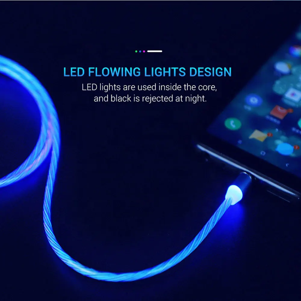 Стример линия передачи данных Магнитный Micro USB кабель для Iphone xsmax Xiaomi 9 huawei P30 P20 Micro usb type C волшебный свет зарядный кабель