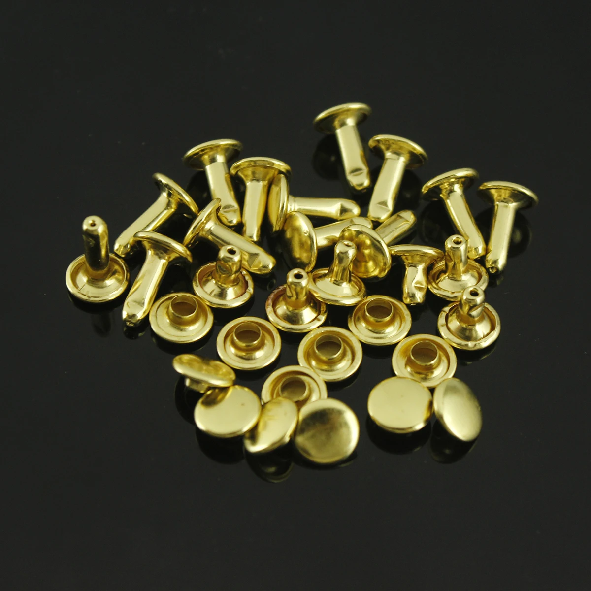 

100pcs Brass Round Double Cap Rivets Stud Rivet Collision Nail Leather Craft Bag Belt Clothing Garment Shoe Decor Fastener