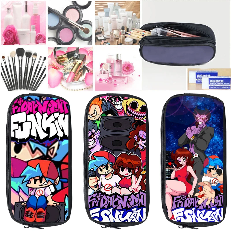 

Friday Night Funkin Cosmetic Cases Hot Game Makeup Box Bags Pencil Case 3D Print Zipper Storage Pouch School Supplies Stationery