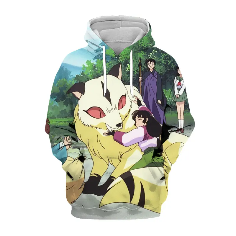 

SONSPEE New 3D Print Inuyasha Anime Hoodies Autumn Men Women Sweatshirt Long Sleeve Fashion Hip Hop Street O Neck Top Pullover