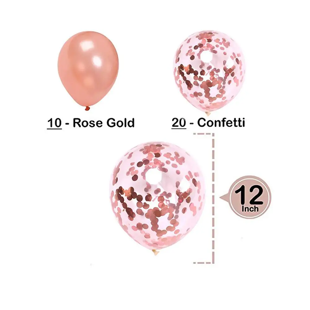 30 шт Розовое золото конфетти воздушные шары День рождения украшения для взрослых