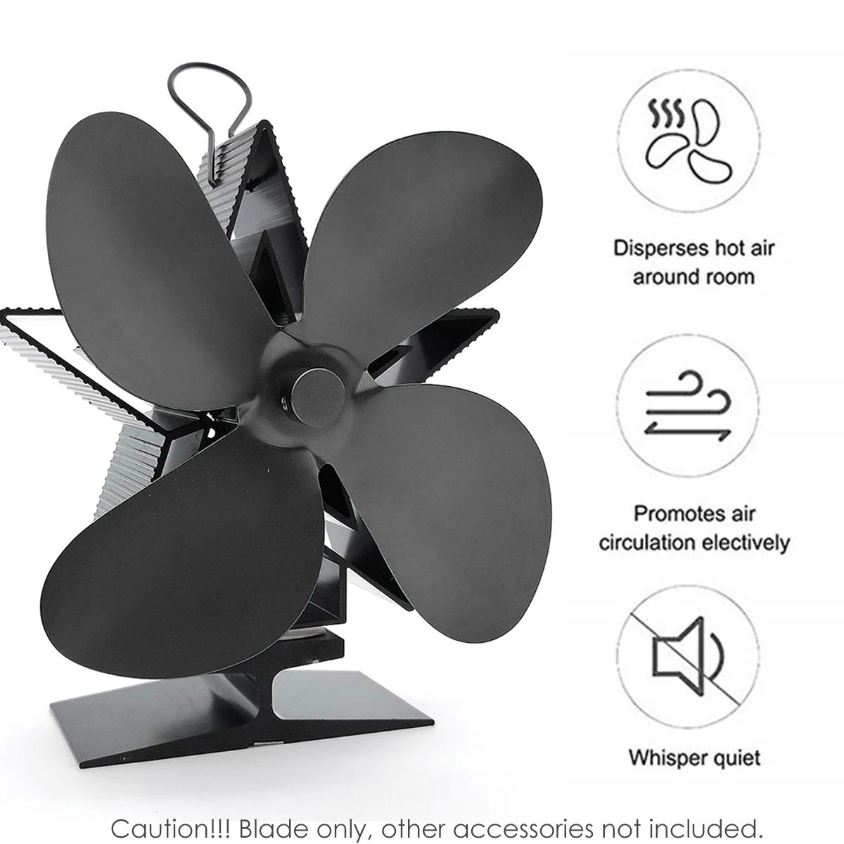 

1PC Aluminum Alloy 4-Blade Fan Blade Replacement Parts For Heat Powered Stove Fan