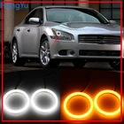 Для Nissan Maxima 2010 2011 2012 хлопок обратный переключатель светодиодный двухцветный ангельский глаз белый янтарь указатель поворота