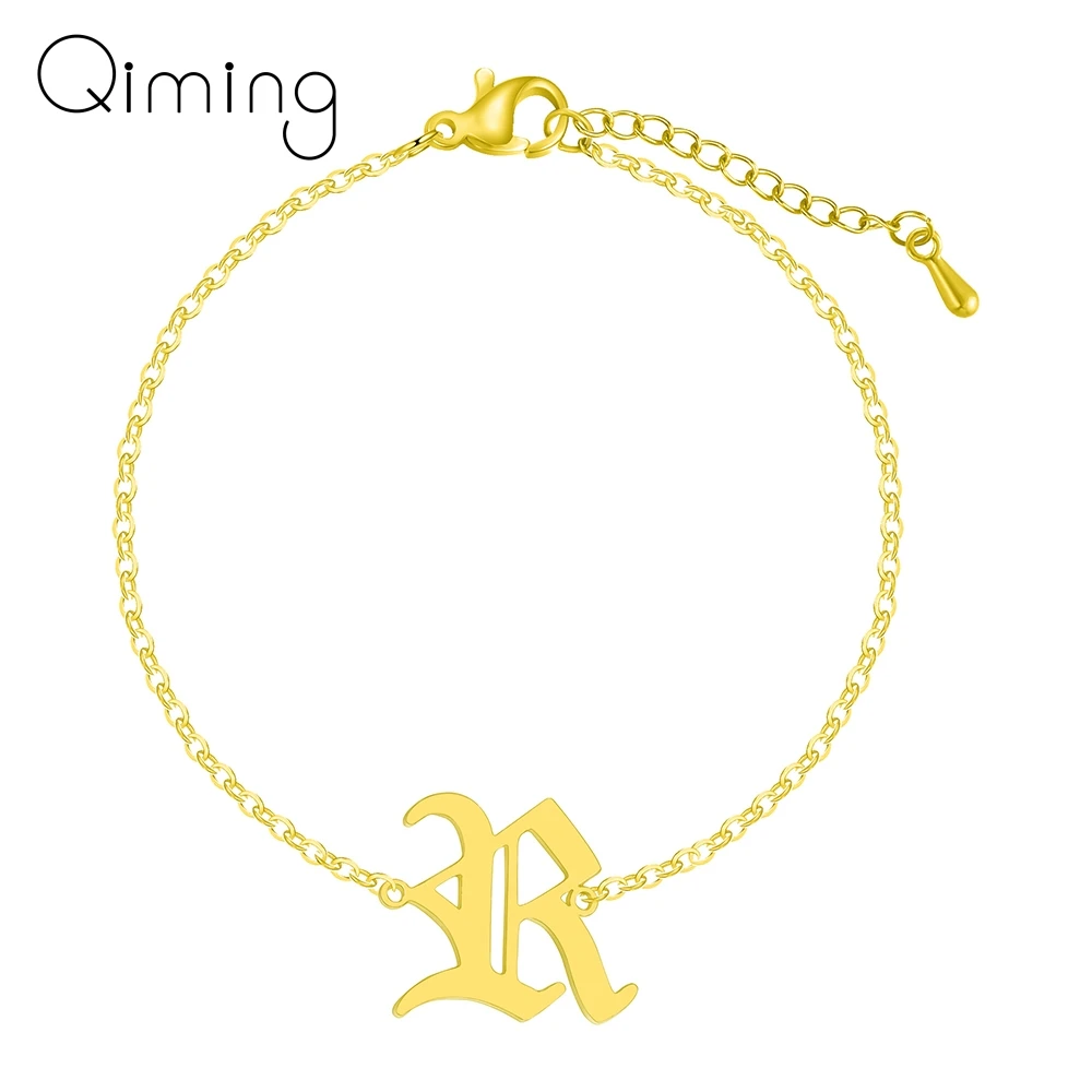 Старый Английский алфавит R письмо браслет для женщин Мода шрифт капитал A Z
