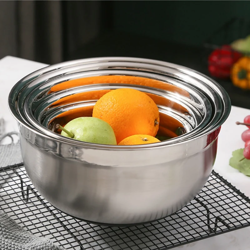 

5Pcs/Set Stainless Steel Bowls Set Home Kitchen Baking Mixing Basin Soup Bowl Fruit Storage Salad Bowl