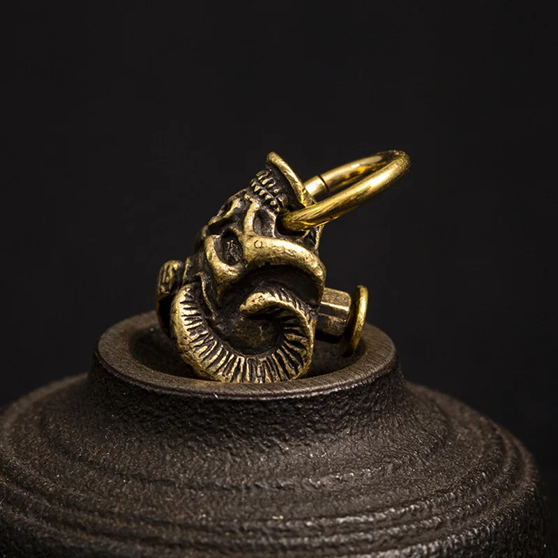 В стиле панк из латуни овечьи рога череп голова ремень тонком каблучке на