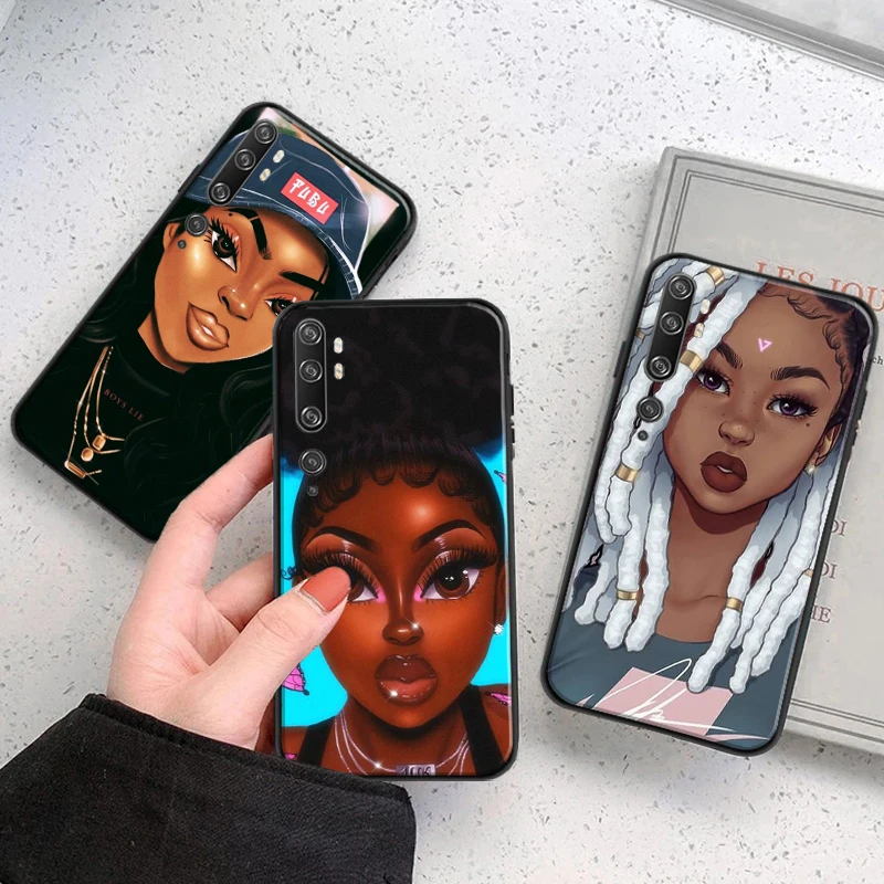

Fashion Black Girls Phone Case For Xiaomi CC9 CC9e 10S 10 Pro Lite 11 11 Lite Pro Ultra Fashion Women Coque Carcasa Back Cover