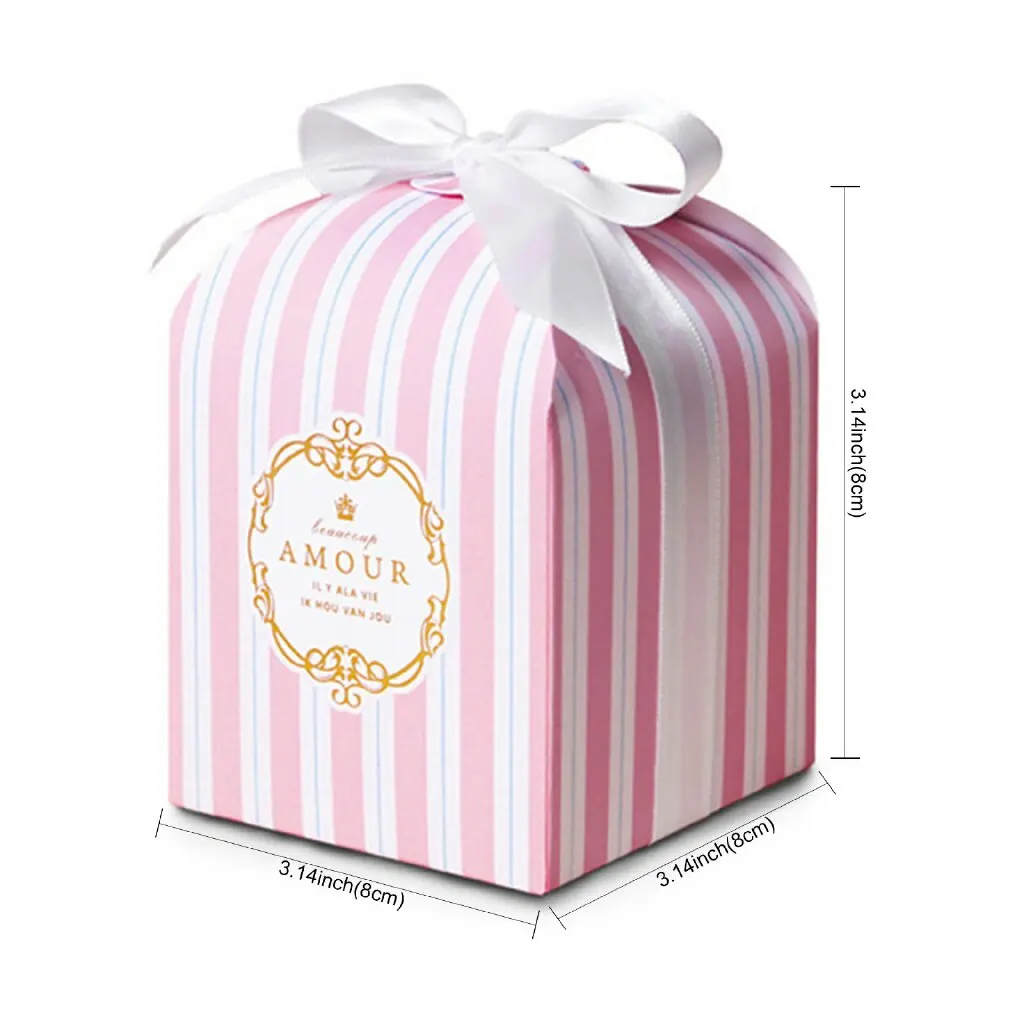 5 шт./лот серый/синий/розовый полосатые носки карамельного коробка с ленточками