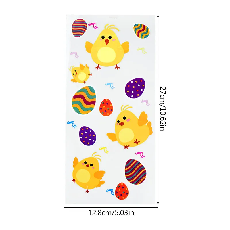 

50pcs Easter Eggs Rabbit Chick Printed Candy Bag Cookies Baking Food Packing Plastic Gift Bag Easter Party Decoration For Home