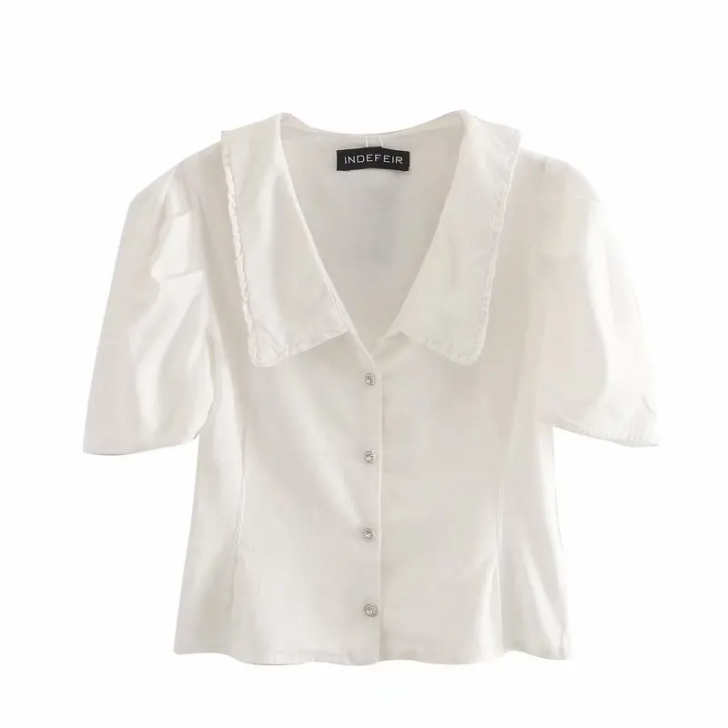 

Лето 2020 Женская стильная короткая рубашка с лацканами