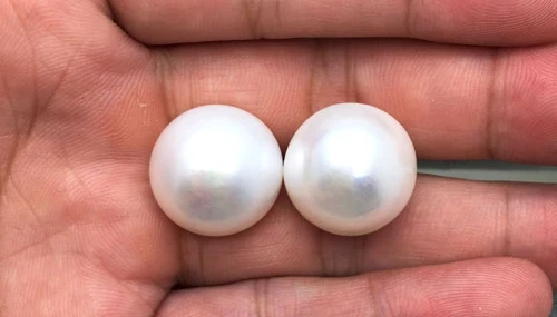 

Super large natural pearl earrings 13-14mm 925 Silver