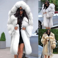 thicken warm faux fur hooded jacket women autumn winter fashion long coat female long sleeve plus size 5xl luxurious faux fur