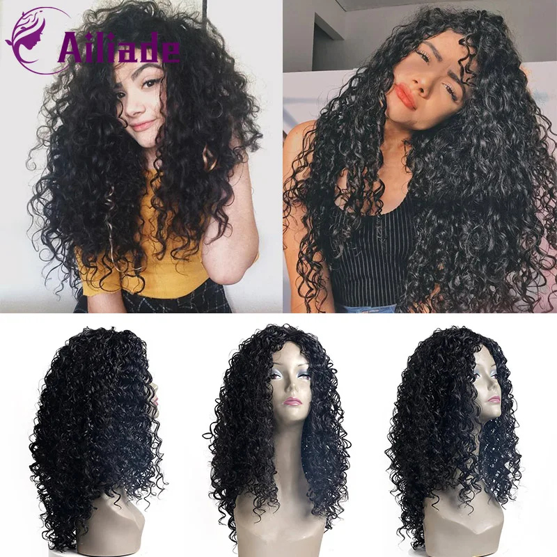 AILIADE длинные афро кудрявые вьющиеся парик высокая температура волокна