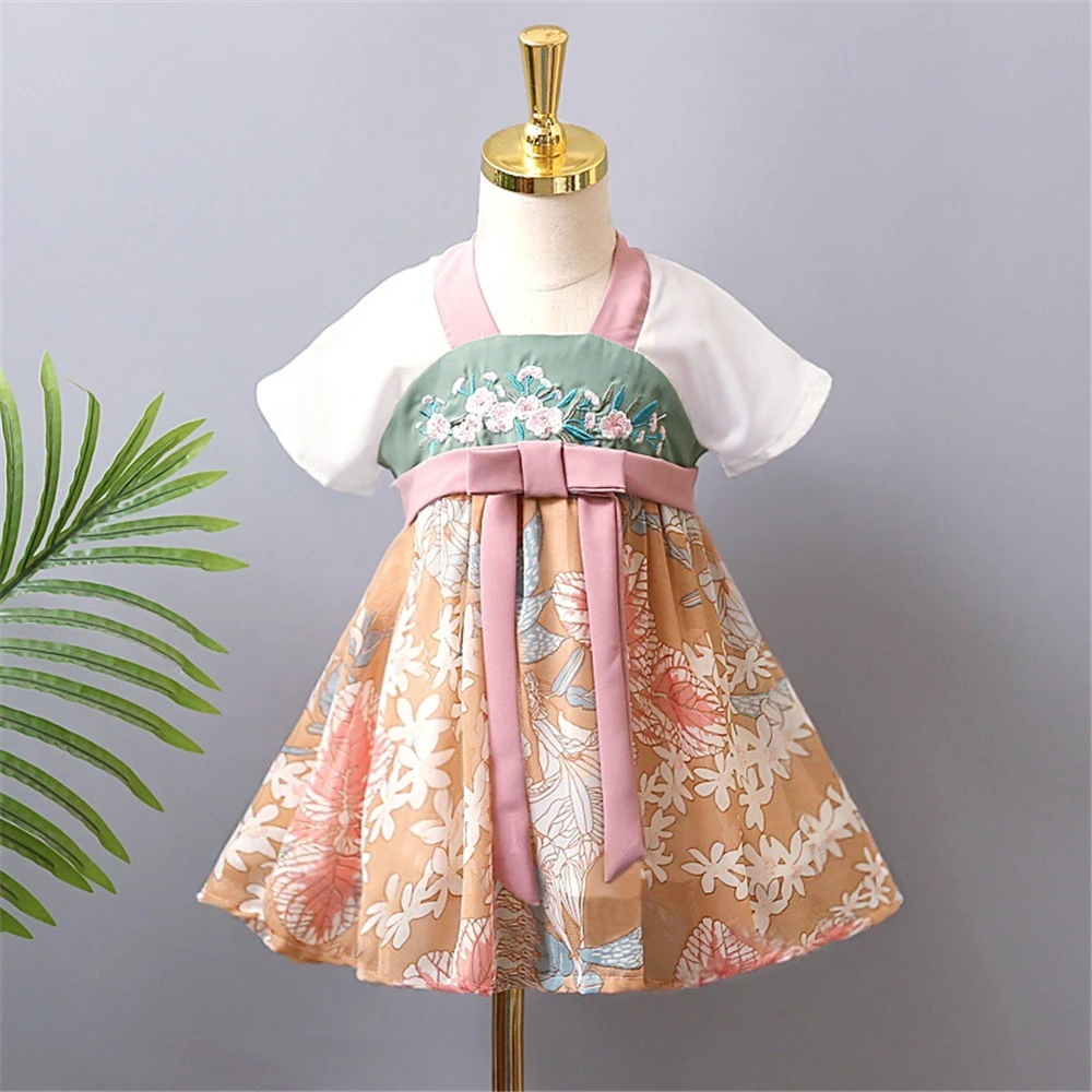 Детский костюм для Хэллоуина Mulan мягкое шифоновое платье с цветочной вышивкой