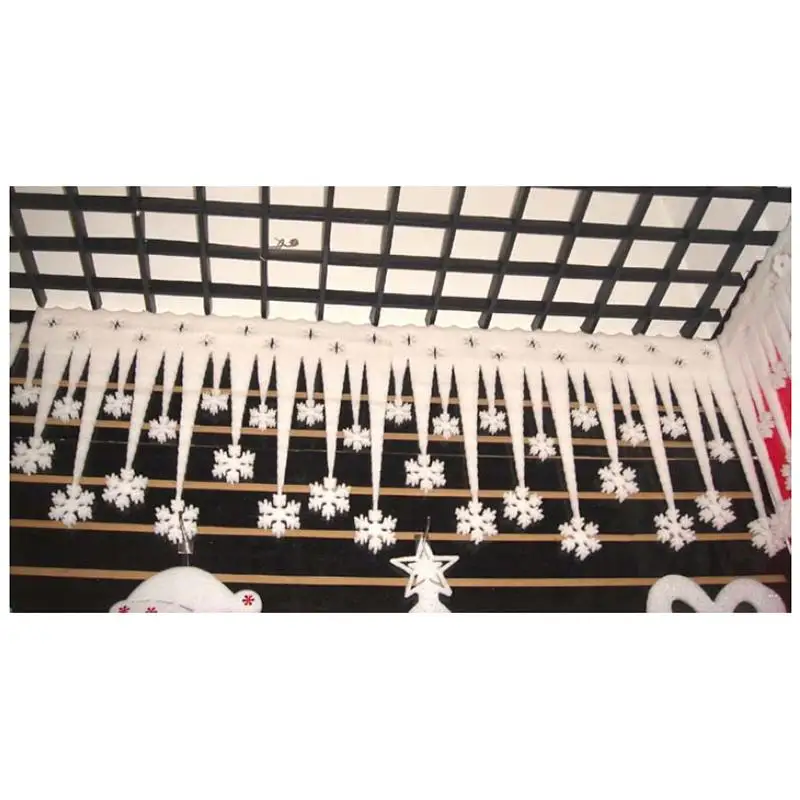 2pcs/lot Artifical White Snowflake Snow Ice Strip Xmas Decor Ornament Party Window Christmas Overvalue Flake Decoration | Дом и сад