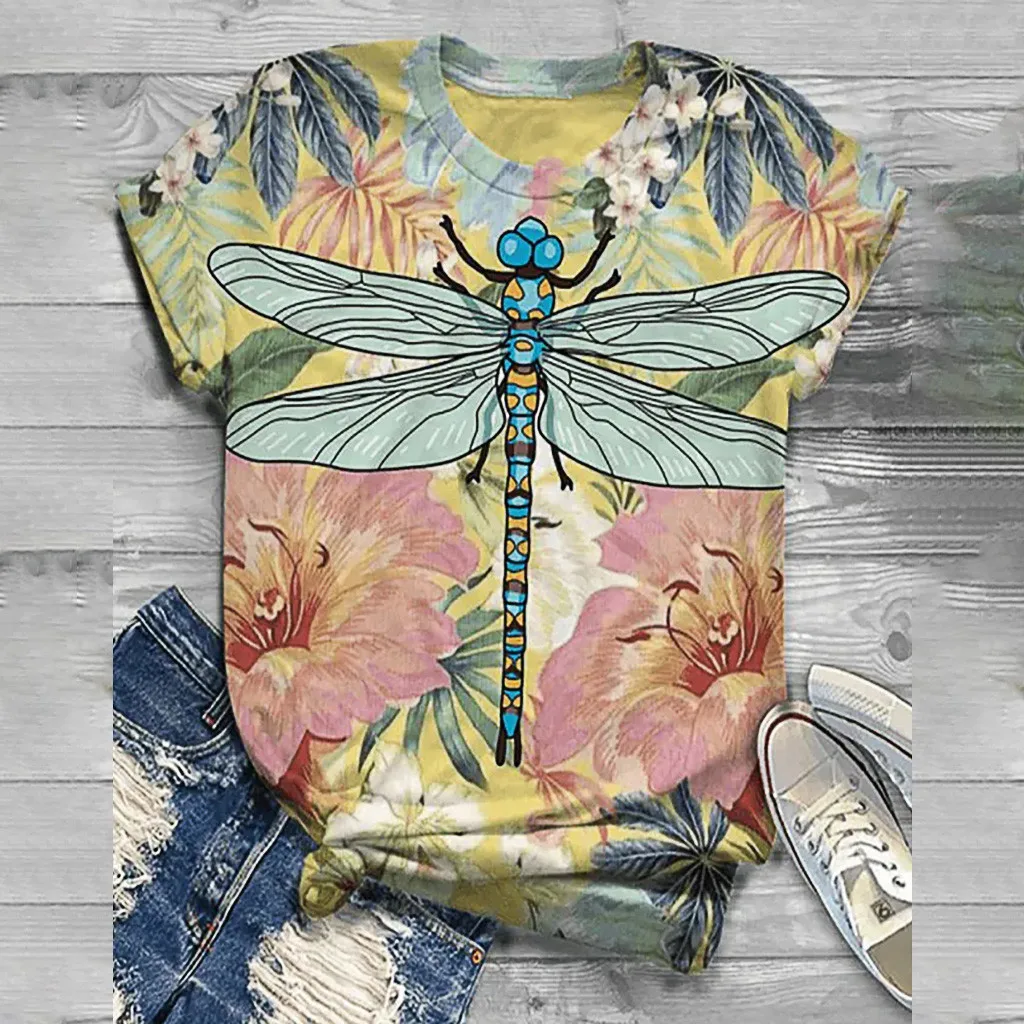 Женская футболка большого размера плюс летняя с коротким рукавом 3D принтом