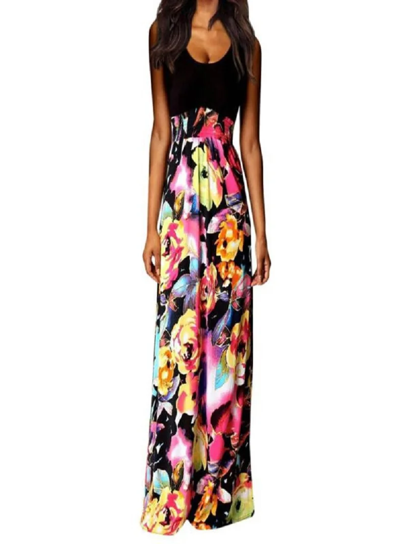 

Летние женские платья, повседневное макси, Пляжное длинное коктейльное вечернее платье с цветочным рисунком, Милое сексуальное романтично...